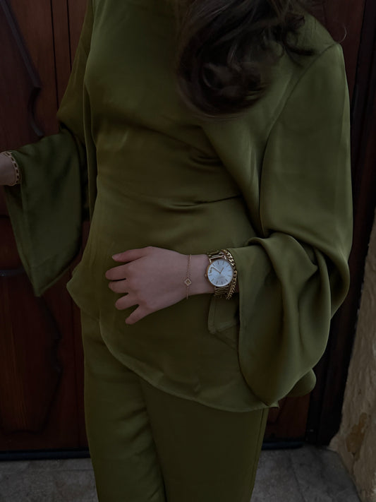 Mina Silk Inner Tie Asymmetrical Top (Ships from May 15-20)